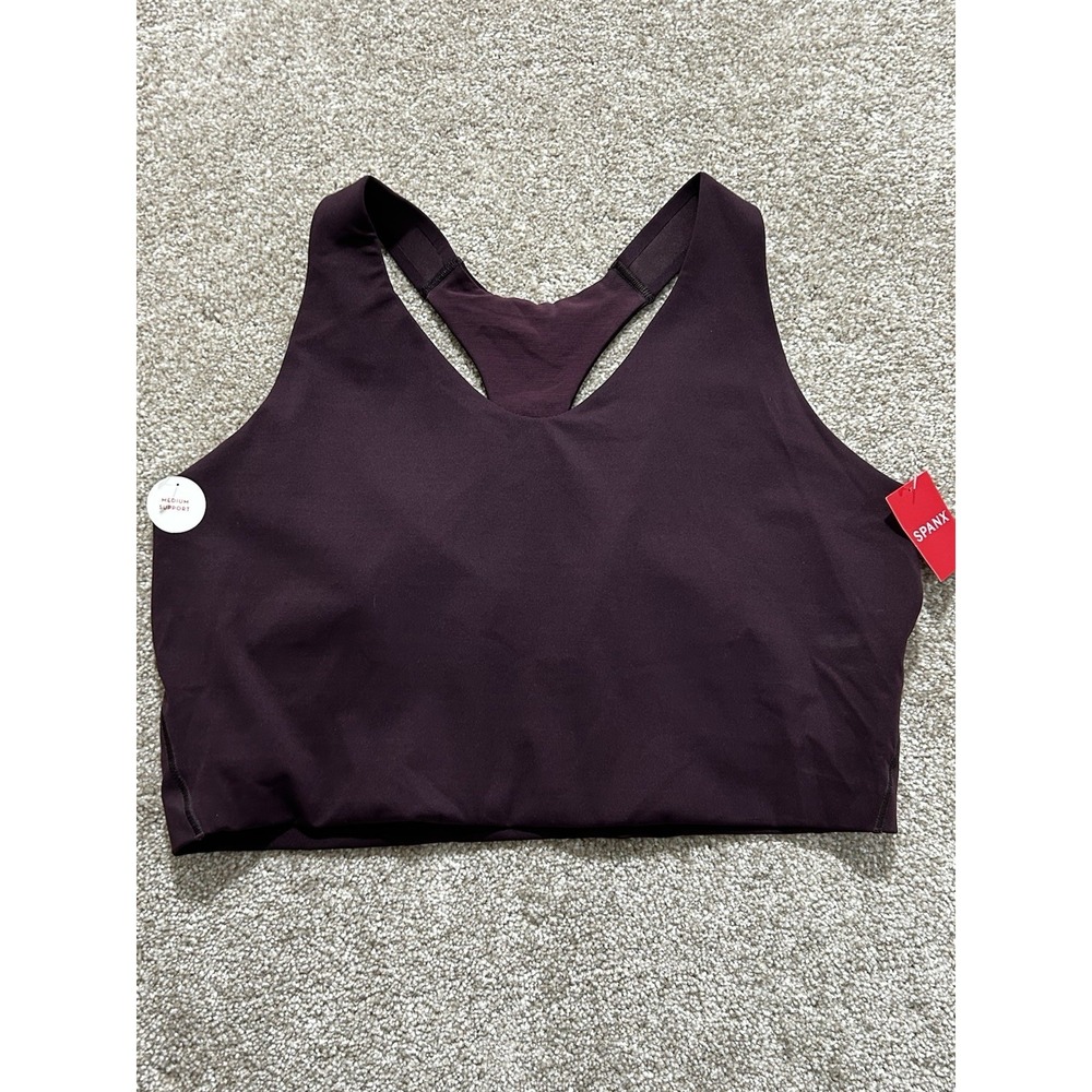 NEW Spanx Women's 2X Longline Sports Bra Purple Stretch Comfort‎